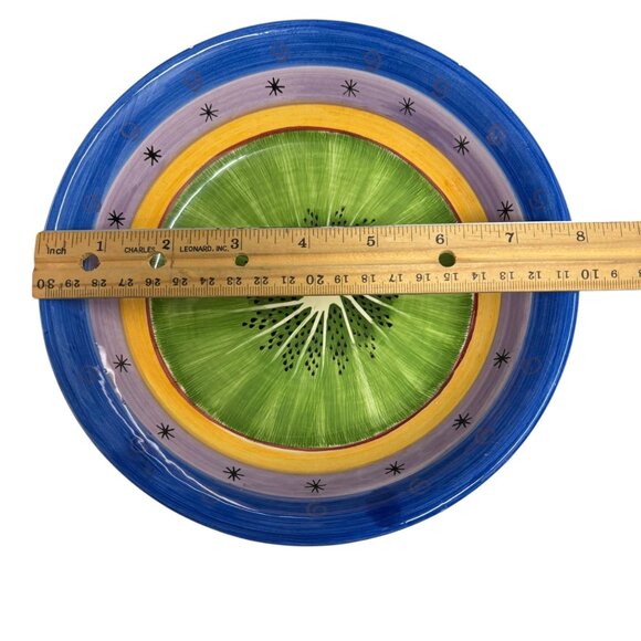 Handmade Ceramic Fruit Bowl With Kiwi Design By Milton & Louis - 8” Diameter - Picture 2 of 5